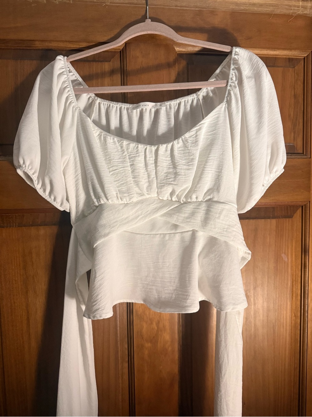 Altar’d State White Blouse with Puff Sleeves